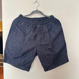 ALAND Pleated Denim Shorts One Size Korean Streetwear Wide Fit 7” Inseam